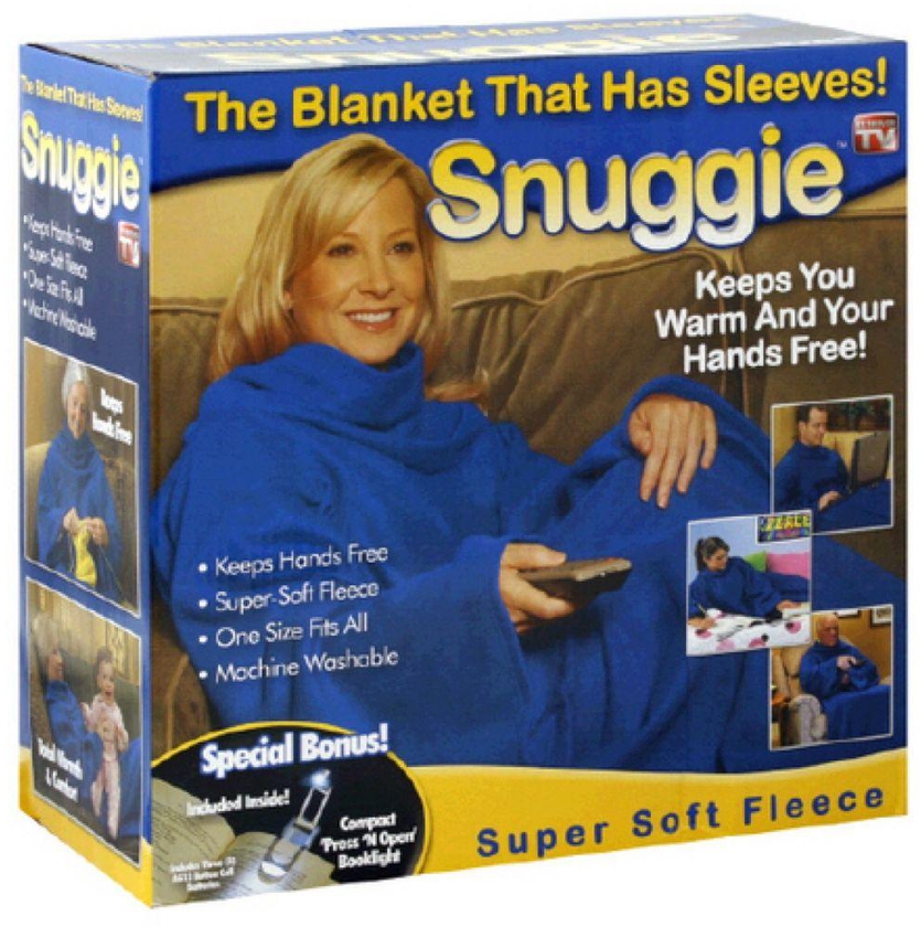 Super Soft Fleece Blanket with Sleeves - BLUE