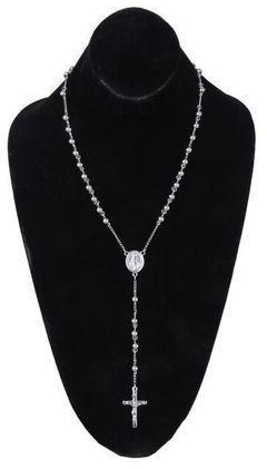 Men's Rosary Necklace - Silver