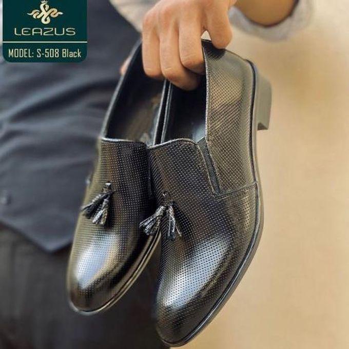 حذاء كلاسيك ليذاس جلد طبيعي - اسود فرنية