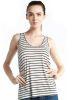 Fred Perry Green Label Women White Sleeveless T Shirt with Black Stripes S