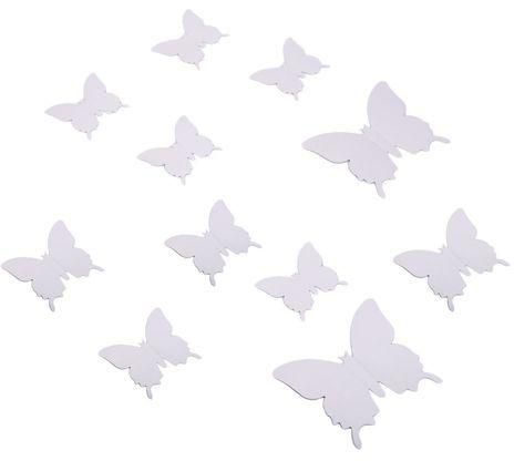 Generic 12pcs DIY 3D Butterfly Wall Sticker Mirror For Home Showcase - Silver