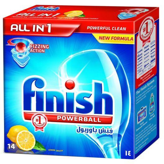 Finish All In 1 Dishwasher Detergent Powerball Lemon 14S