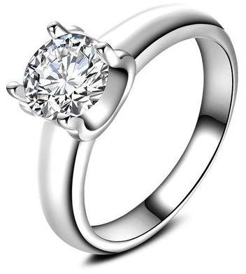 Eissely Women Fashion White Zircon Wedding Engagement? Solid White Fine Ring Size 9