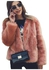 Long Sleeves Fluffy Fur Coat Pink
