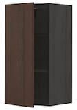 METOD Wall cabinet with shelves, black/Sinarp brown, 40x80 cm - IKEA