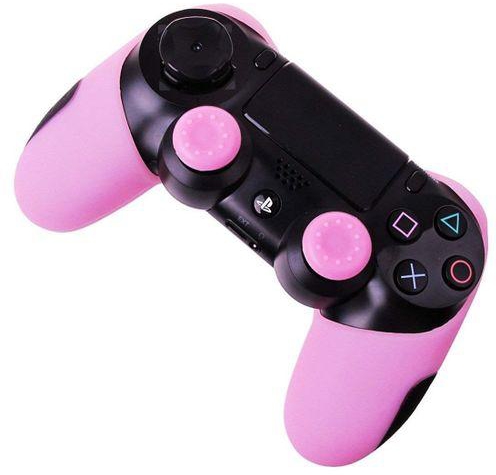 Generic PS4 Accessory Soft Silicone Thick Half Skin Rubber Cover Pink