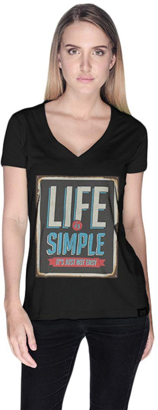 Creo Life Is Simple Retro T-Shirt For Women - Xl, Black