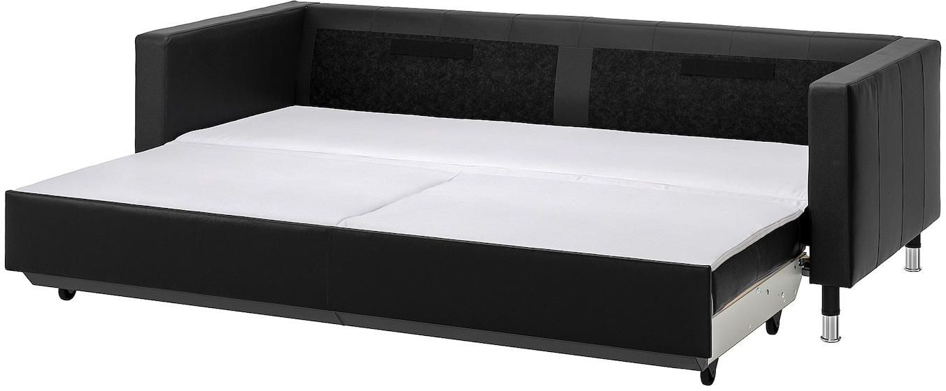 LANDSKRONA 3-seat sofa-bed - Grann/Bomstad black/metal