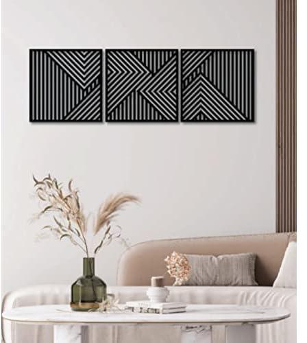 Home Gallery Geometric wood wall art - set of 3 modern panel each 40x40