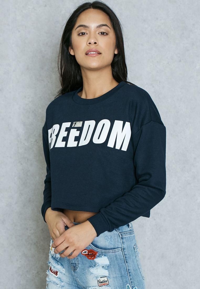 Slogan Cropped Sweatshirt