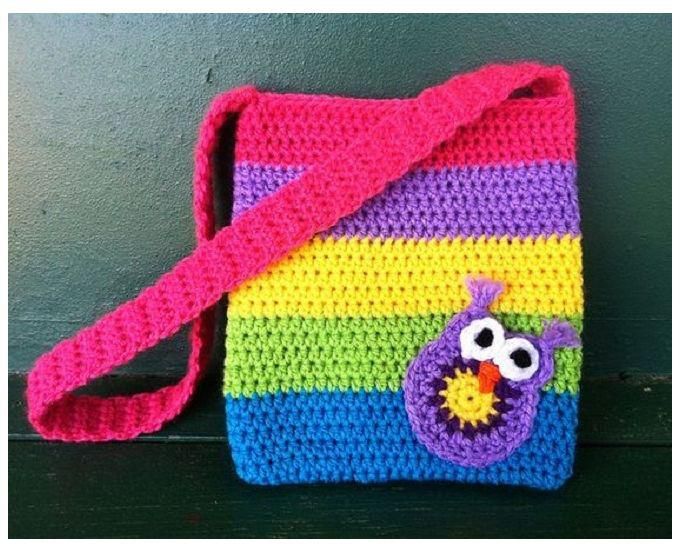 Handmade Girls Crochet Bag - Multicolour