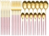 Get Stainless steel cutlery set, 30 pieces - Pink Gold with best offers | Raneen.com