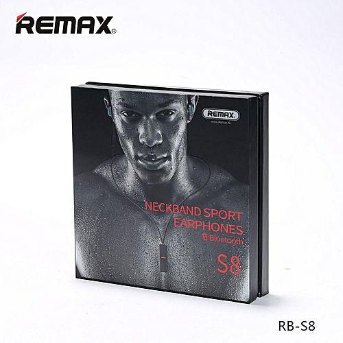 Remax S8 Bluetooth Headset Neckband Sport Earphone with Mic Remote Control - Black