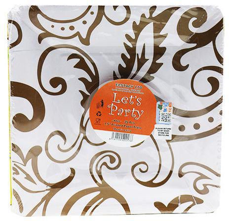 Carrefour 7.5'' Square Paper Plate Gold Lets Party