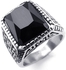 Black crystal decorative pattern stainless steel ring size 9