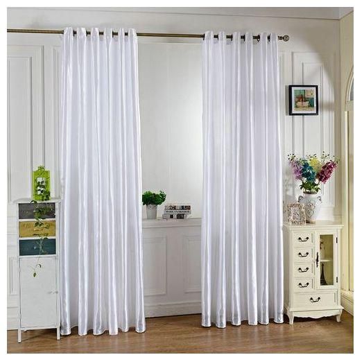 No Brand 100x250CM Pure Color Grommet Ring Top Blackout Window Curtain - White