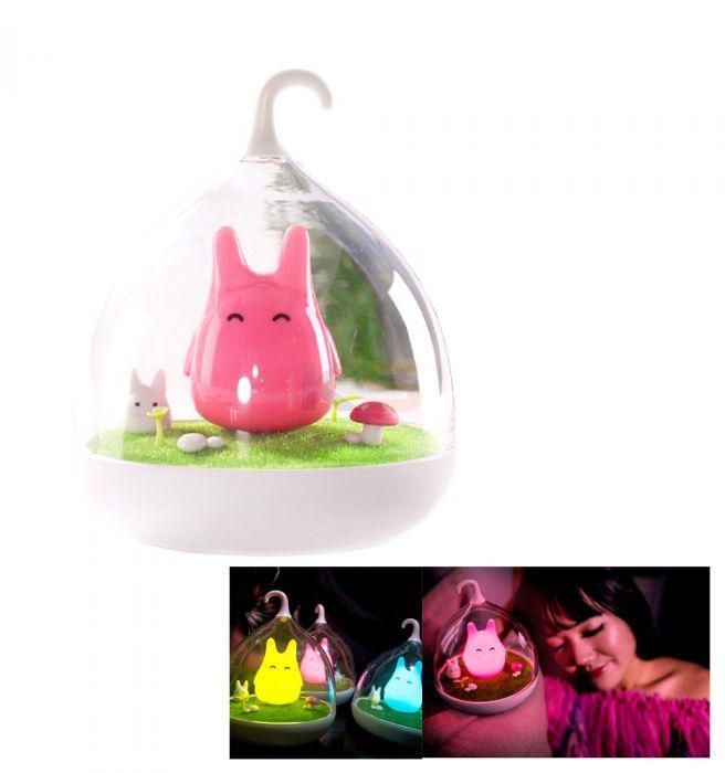 Portable Birdcage Style Vibration Touch Sensor LED Night Lamp with USB Charging Cable Red