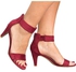 Ankle Strap Shoes High Heels Burgundy