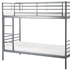 Karnak Metal Steel Bunk Bed Heavy Duty Silver & Guard Rails Sturdy for Home, Baby Home, Apartment Studio Room Size 90x190 cm