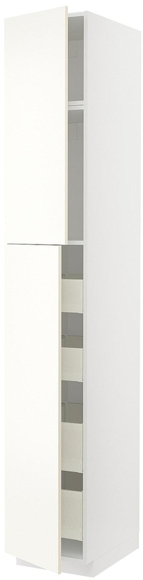 METOD / MAXIMERA خزانة عالية مع بابين/4 أدراج - أبيض/Vallstena أبيض ‎40x60x240 سم‏
