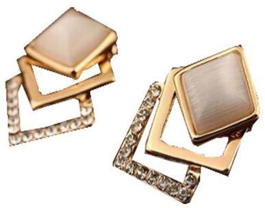 Universal Geometry Square Opal Stud Earrings
