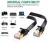 2 Meter Flat Ethernet Cable Cat7 RJ45 Network Patch Cable Flat 10 Gigabit 600Mhz Lan Wire Cable Cord Shielded For Modem, Router, PC, Mac, Laptop, PS2, PS3, PS4, XBox, And XBox 360 Black By HonTai