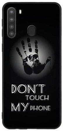 غطاء حماية واقٍ بطبعة يد وعبارة "Don't Touch My Phone" لهاتف سامسونج جالاكسي A21 متعدد الألوان