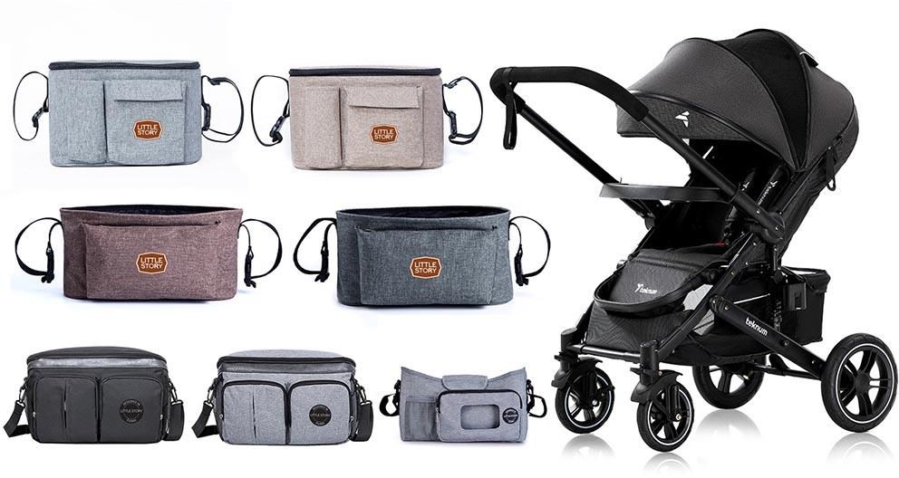 Little Story - Stroller Organizer Travel Bag - Black- Babystore.ae