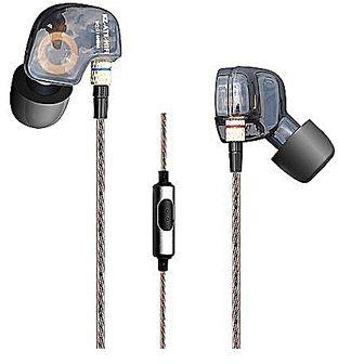 Copper Conductor Ear Hook HIFI Earphone Sport Headphones With Foam Tips BK