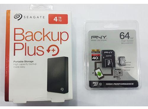 Seagate 4TB Slim Backup Plus Bundle With PNY 64GB Memory Card