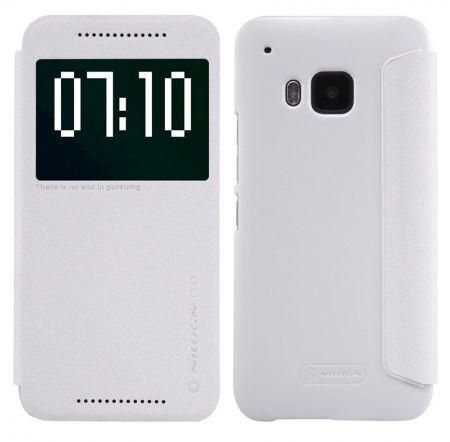 Nilkin HTC One M9 Sparkle View Type Flip Leather Case Cover With Screen Protector - White