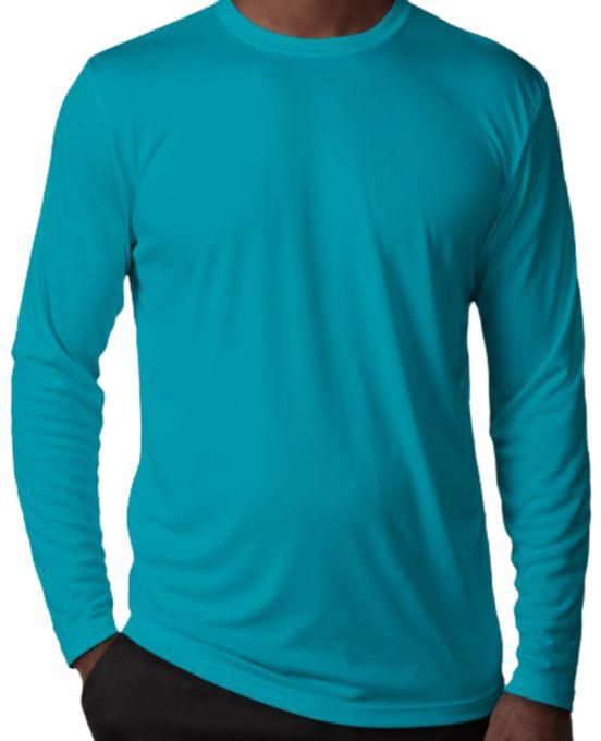 Round Neck Long Sleeves T-Shirt - Turquoise