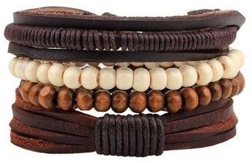 4pcs Classy Braided Adjustable Leather Bracelet