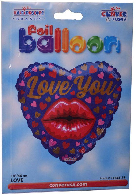 بالون هيليوم من كالي دي سكوب علي شكل قلب بتهنئة كلمة بحبك، متعدد الالوان