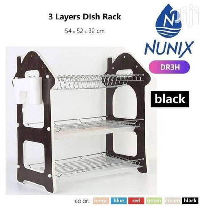 Nunix 3 Tier Wooden Stainless Steel Utensils/dish Rack