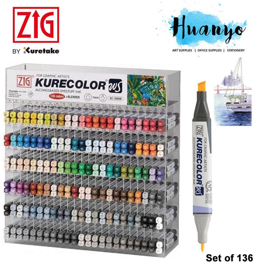 Zig Kure Color Twin WS Color Marker KC-3000 (Set of 136 Color)