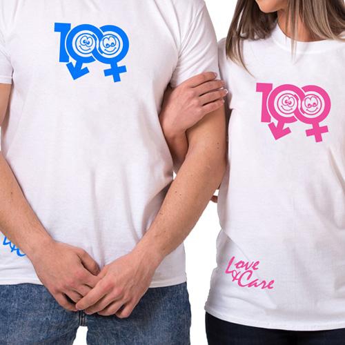 Cotton T-Shirt Unisex Love Romance Valentine's Day - 5 Sizes (White)