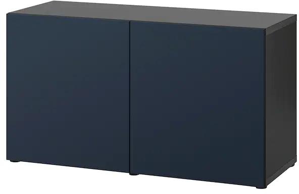 Storage combination with doors, black-brown/Notviken blue