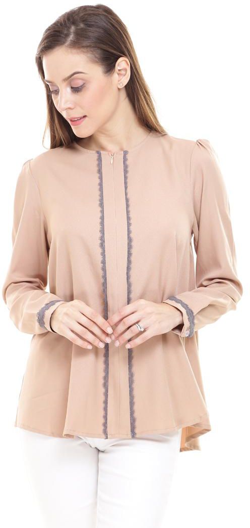 Yury Top Lace plate with middle zip nursing - 6 sizes (Nude Brown)
