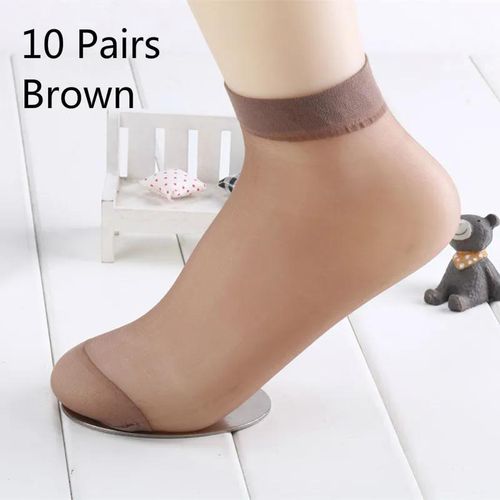 10 Pairs Mesh Socks Female Summer Sock Sexy Thin Elastic Women Sock Short Low Cut Black Socks coffee