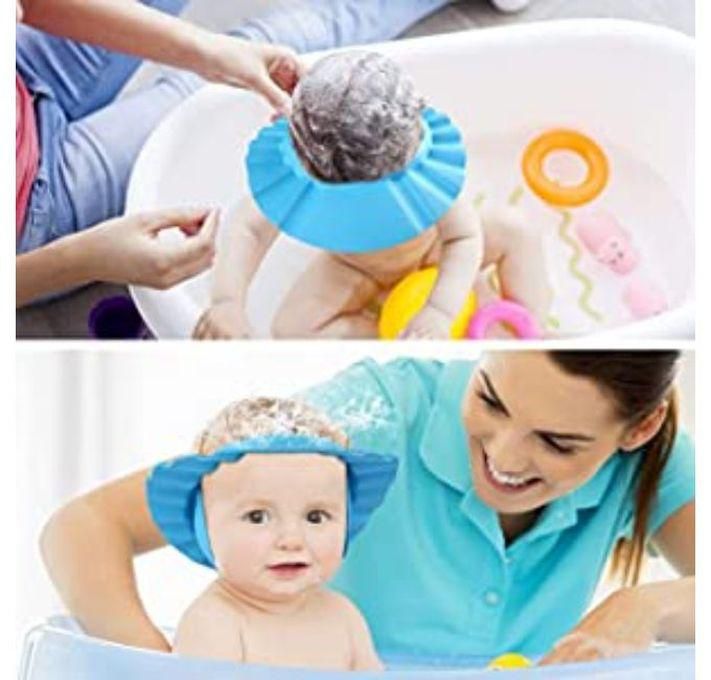 كاب استحمام ناعم قابل للتعديل وامن لحماية العينين والاذنين من الشامبو للطفل البيبي، قطعة واحدة (اصفر)