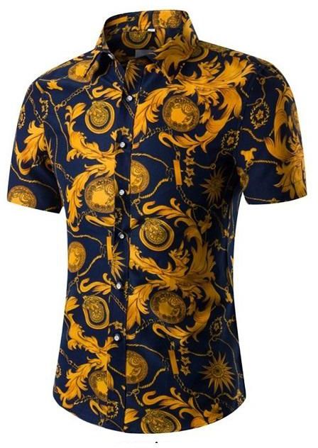 Kemeja Batik Men's Casual Summer Floral Shirt Code-25 - 7 Sizes