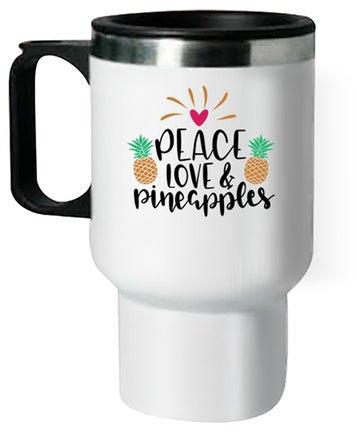Peace And Pineapples Printed Thermal Mug White