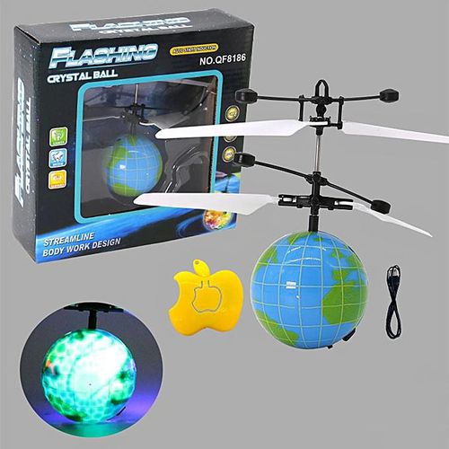 LED Remote Flying GlobeQiyun Soccer Flying RC Drone Helicopter Infrared Induction Mini Aircraft for Kids/Teenager style:Football with remote control 