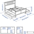 HEMNES Bed frame with 4 storage boxes - grey stained/Leirsund 180x200 cm