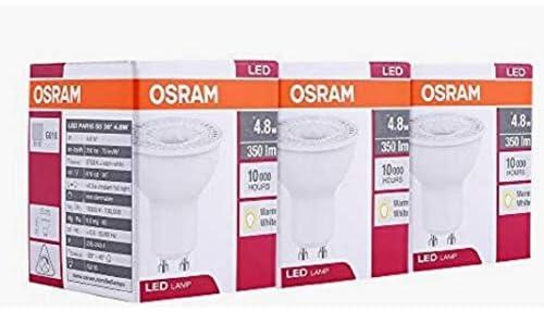 Osram LED SUPERSTAR PAR16 36° (4.8w) Base - GU10 , 350 lm -Warm White-2700K (Bundle- Pack of 3), OPAR-1650-4.8W-W-3PC