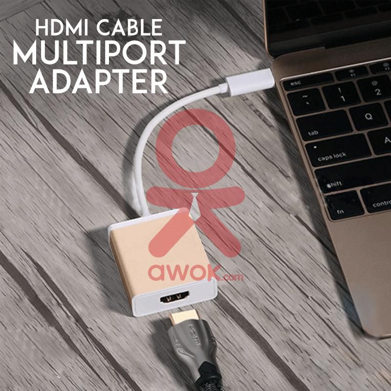 USB Type-C To HDMI Adapter Cable Multiport Adapter, Gold