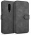 DG.MING Retro Oil Side Horizontal Flip Case For OnePlus 7 Pro, With Holder & Card Slots & Wallet (Black)