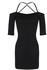 Sunweb Fashion Casual Strap Off-shoulder Backless Medium Sleeve Straight Mini Dress Black