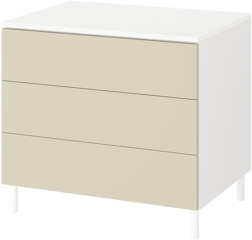 PLATSA Chest of 3 drawers - white/Skatval light beige 80x57x73 cm